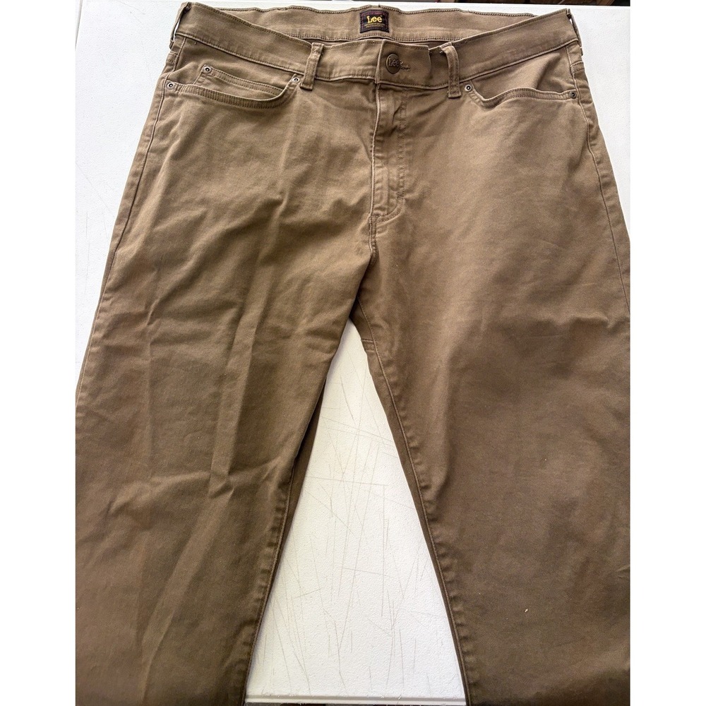 Lee Mens Straight Leg Stretch Pants Light Brown Tan 38x30 112375038